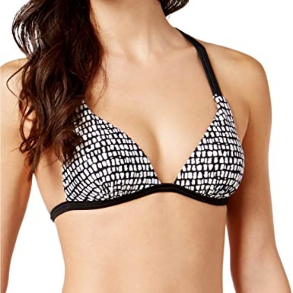 Hula Honey Black White Padded Push up Bikini Top Medium New 4/25